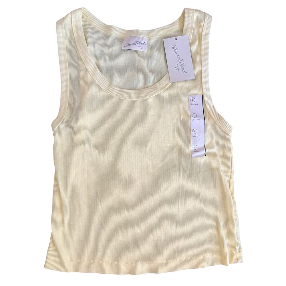 Universal Thread Solid Yellow Ribbed Tank Top NEW - Picture 2 of 7
